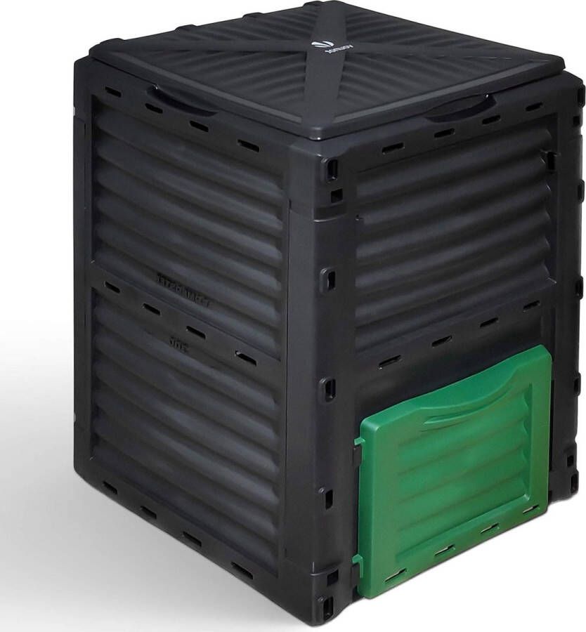300 liter Premium Kwaliteit Tuincompostbak van Polypropyleen UV-bestendige Compostbak voor Tuinafval Zwart Groen