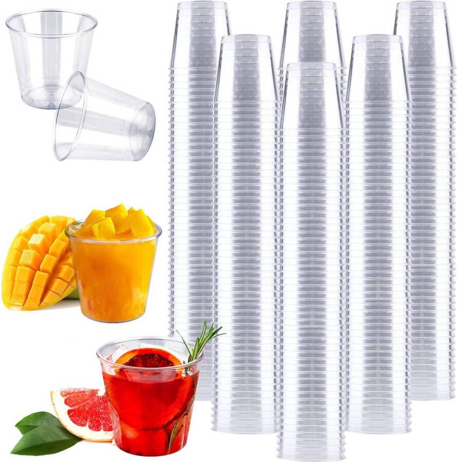 300 stuks plastic herbruikbare borrelglazen feestbekers voor verjaardagen proeverijen feesten bruiloften 30 ml
