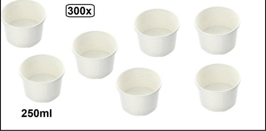 300x Soepbeker karton 250ml wit Food Soep salade beker festival warme dranken maaltijd carnaval