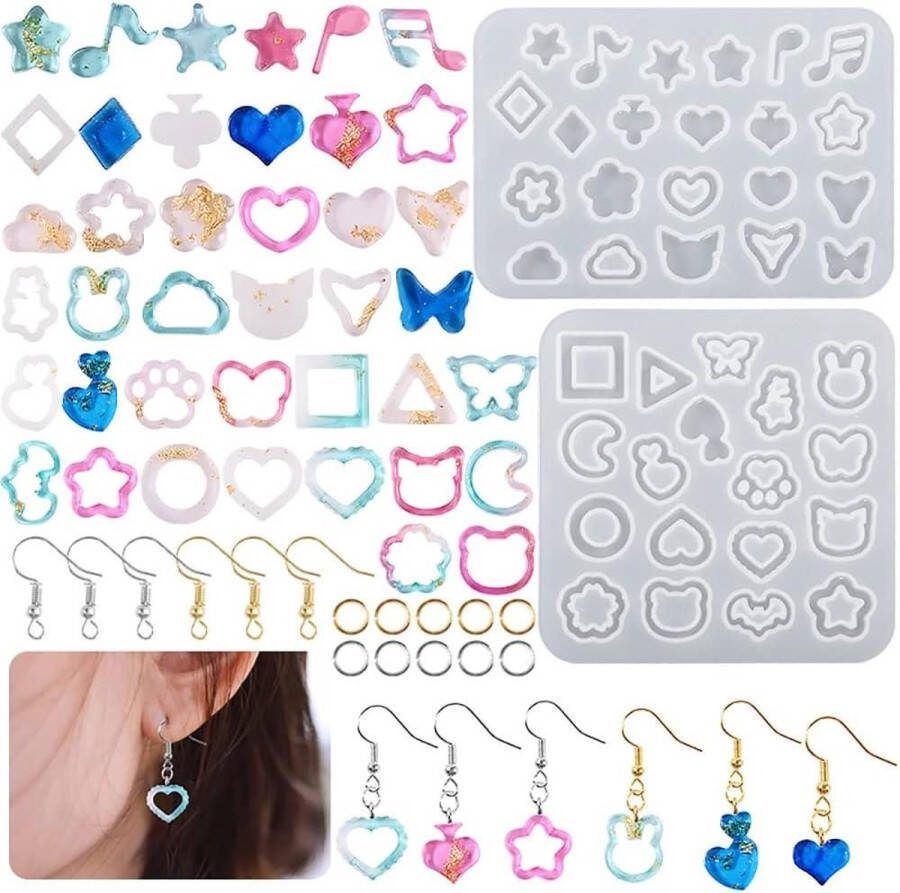 302 stuks hars mallen siliconen oorbel kit epoxyhars gietvormen sieraden maken haken hanger ketting armband bedels DIY knutselen epoxy starterspakket