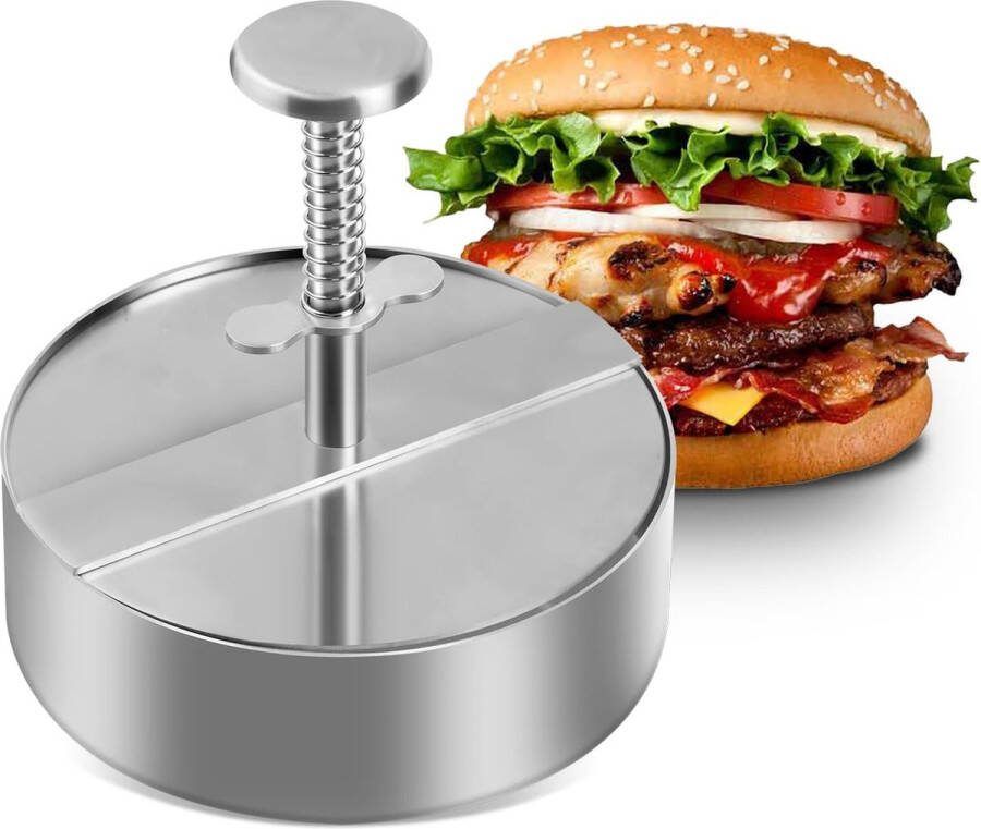 304 roestvrij staal instelbare hamburgerpers pattie-maker met ergonomische handgreep anti-aanbaklaag perfect voor burgerliefhebbers feesten diners BBQ