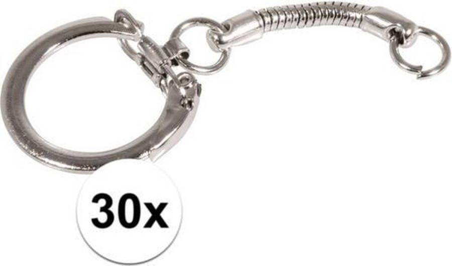 30x Hobby sleutelhangers ringen met ketting en clipsluiting DIY knutselen zelf sleutelhangers maken