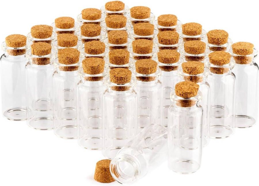 30x kruidenpotjes 10ml met kurk set mini glazen flesjes cadeauglazen set opslag van oliën specerijen kruiden of thee (030 stuks)