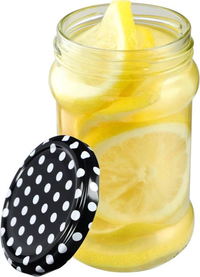 315 ml inmaakpotten diameter 66 mm honing en jam luchtdichte potten set van 10 zwart gestippeld jampotjes met deksel
