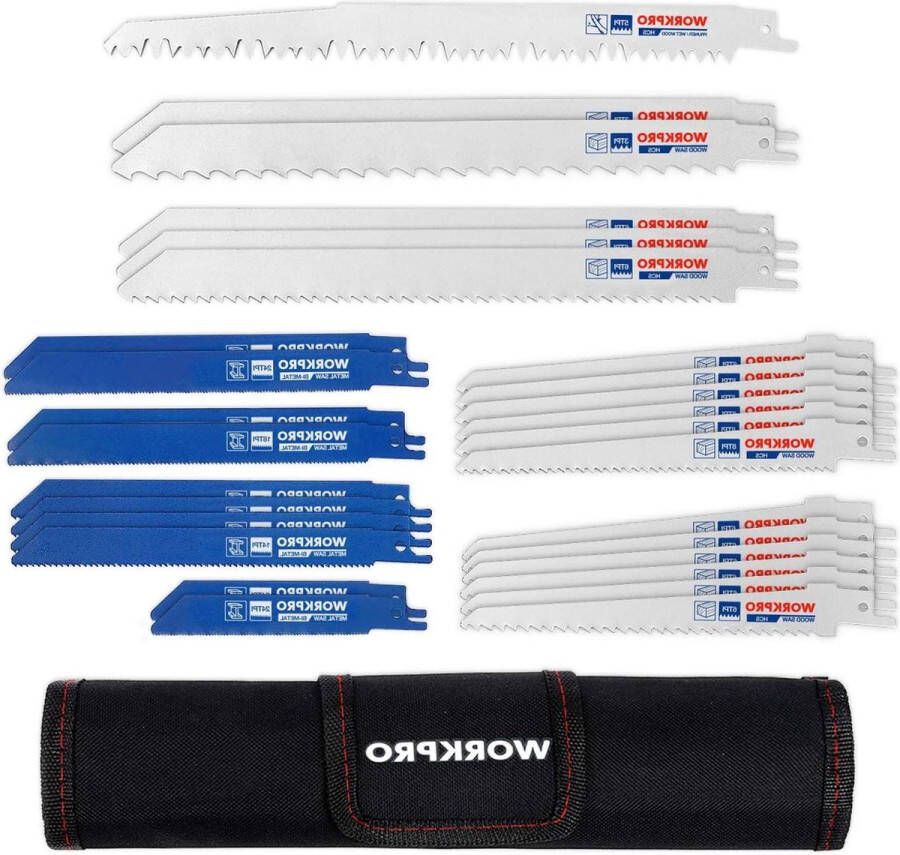 32 Stuks Reciprozaag Bladen Set Metaal en Hout Snijden Inclusief Organizer Pouch
