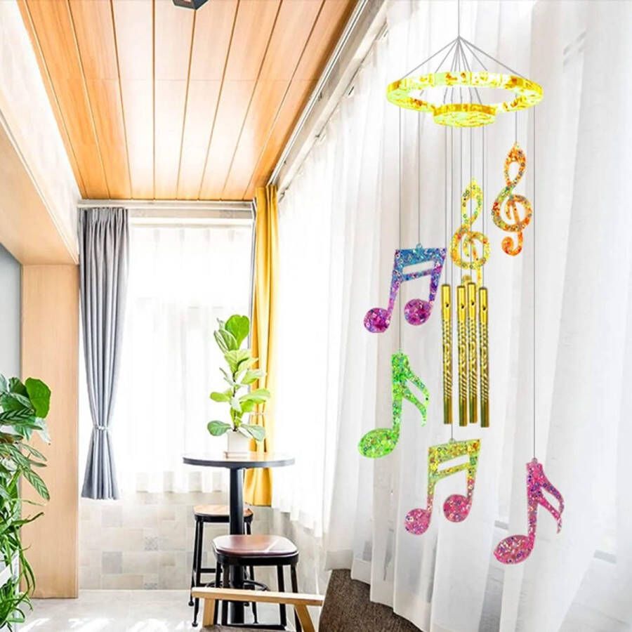 32 stuks windgong hars mallen muzieknoot epoxyhars mal windbel siliconen mal hanger gietvormen voor doe-het-zelf sleutelhanger ketting ambachten ornament huis tuin muur opknoping decoratie