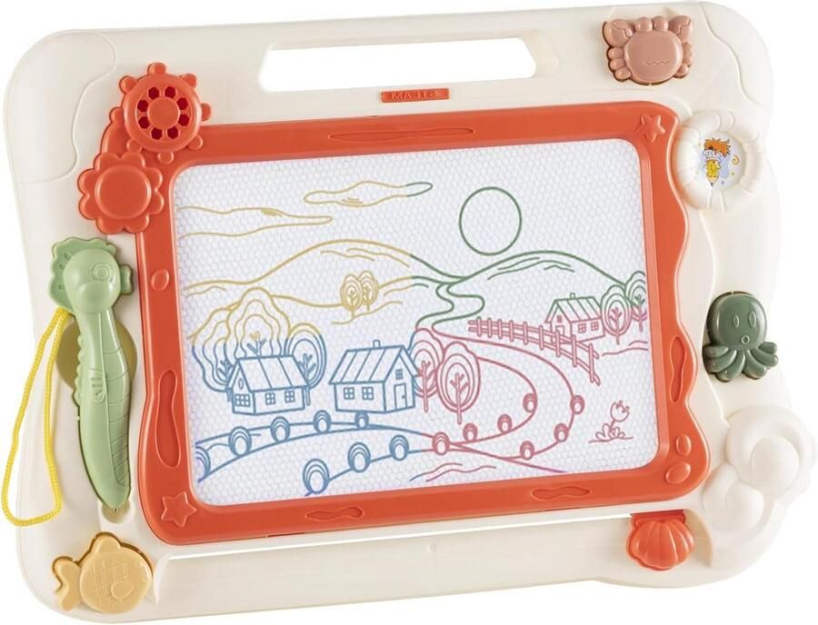 32 x 23 cm Magnetisch Tekenbord Kleurrijk Toverbord voor Kinderen Uitwisbaar Tekentablet met Stempels en Magneetstift Tekenbord