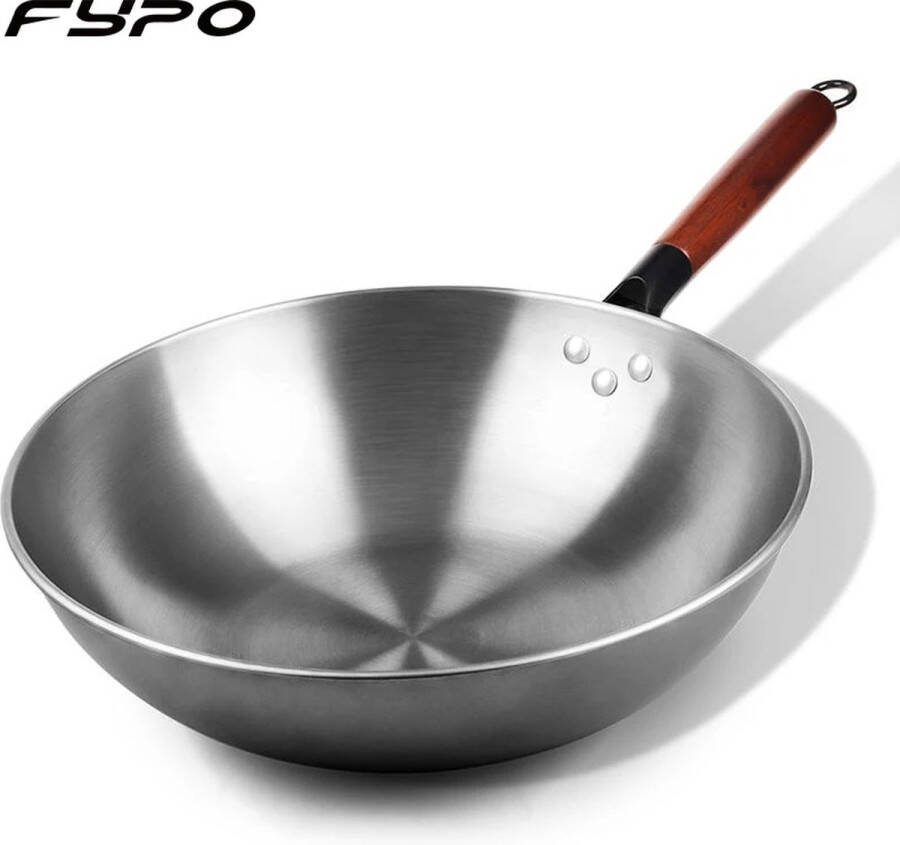 32CM Handgemaakte Ijzeren Wok Traditionele Kookpan zonder Coating Geschikt voor Magnetron en Electromagnetische Fornuis Wokpan Kookpan Ijzeren Pot