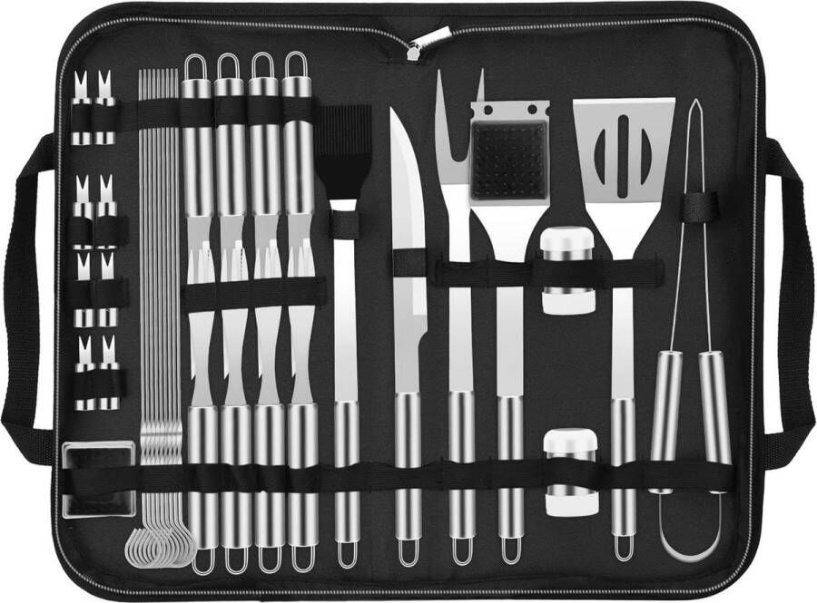33-delige barbecue-accessoires grillset met draagtas van roestvrij staal voor camping tuin barbecue set