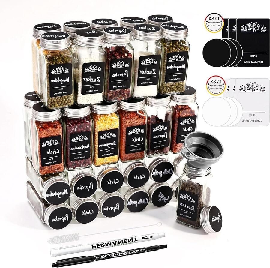 35 kruidenpotjes 120 ml aluminium schroefdoppen strooiinzetstuk trechter kruidenetiket kruidenorganizer specerijenopslag Kruidenpotjes