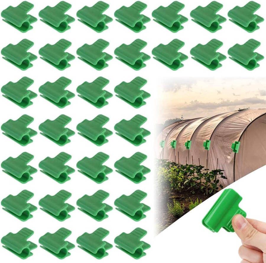 35 stuks broeikasklemmen plantenclip broeikasbevestiging netten tunnel hoepclip kunststof netwerk tunnel hoepclip voor broeikassen schuilplaatsen (groen)