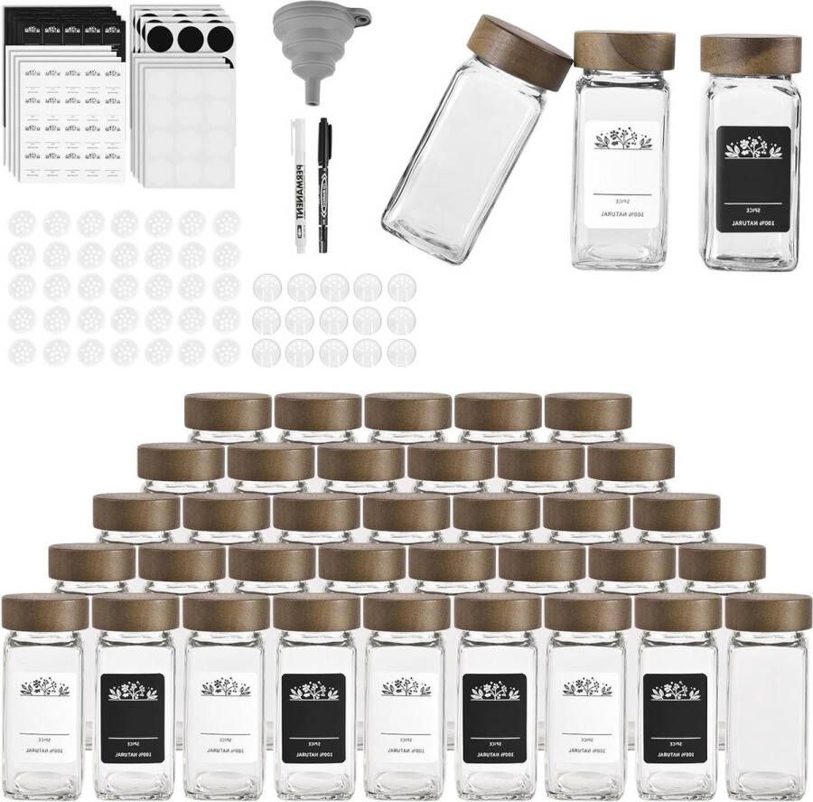 35 x 120 ml glazen kruidenpotjes met irrigatie-inzetstuk kruidenpot met kwast en etiket inclusief siliconen trechter en pen geschikt voor geuren Kruidenpotjes