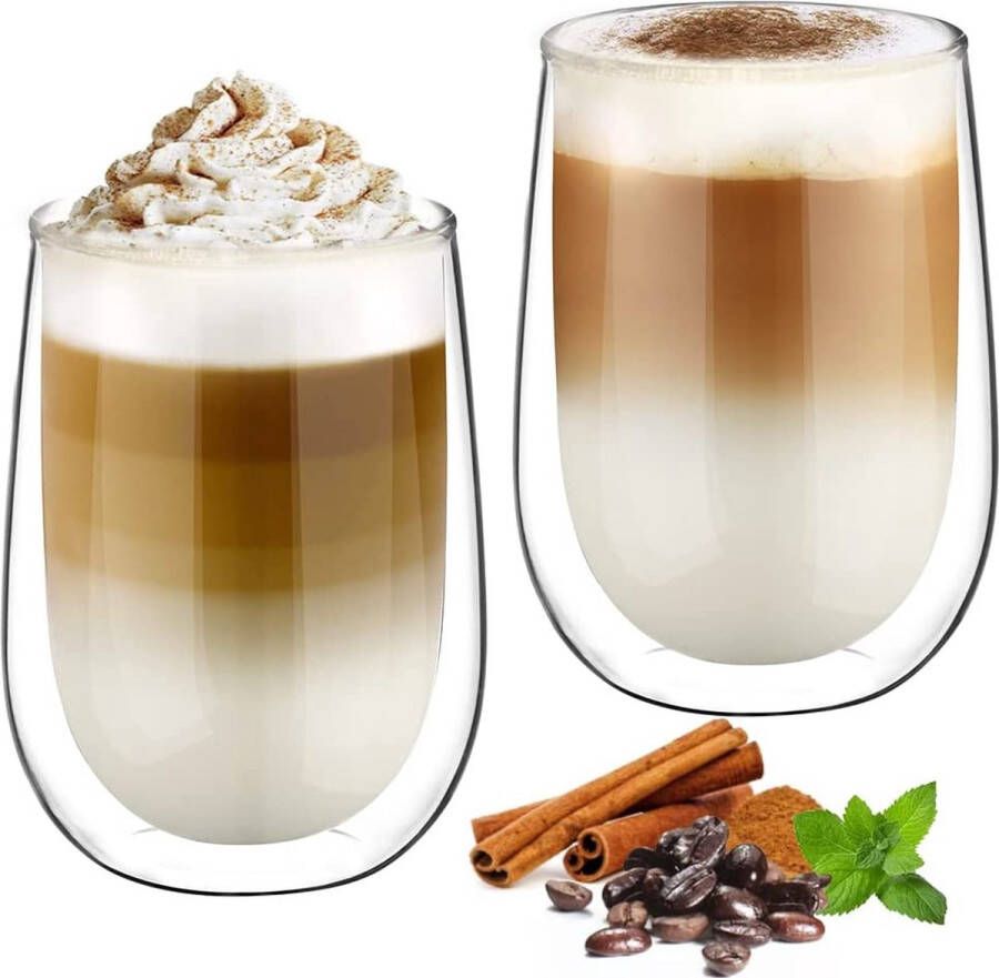 350ml dubbelwandige latte macchiato glazen set borosilicaatglas koffiekopjes glazen set van 2 koffieglazen theeglazen voor cappuccino latte thee ijs ijsthee iced americano melk sap bier