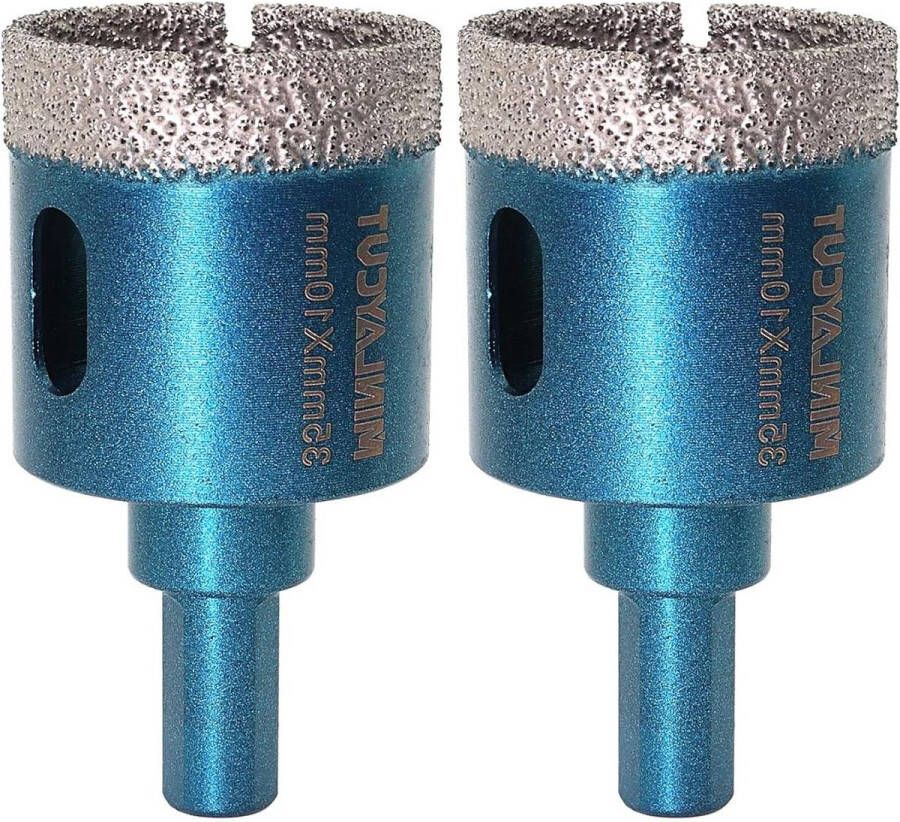35mm Diamant Tegelboor Set 2 Stuks Diamond Hole Saw Core Boor met Driehoek Schacht Voor Porseleinen Tegel Keramisch Graniet Marmer