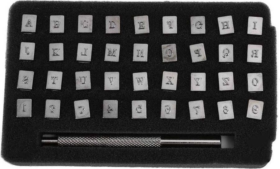 36 Stuks Lederen Stempel Set 3 mm Alfabet Lederen Stempelpons DIY Lederen Ambacht Gereedschap voor Afdrukken op Metaal Hout Leer Compleet Assortiment voor Creatieve Ambachtslieden en Do-It-Yourself Projecten