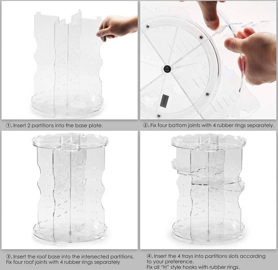 360 ° Draaibare Beauty Organizer voor Make-up Opslag Transparant
