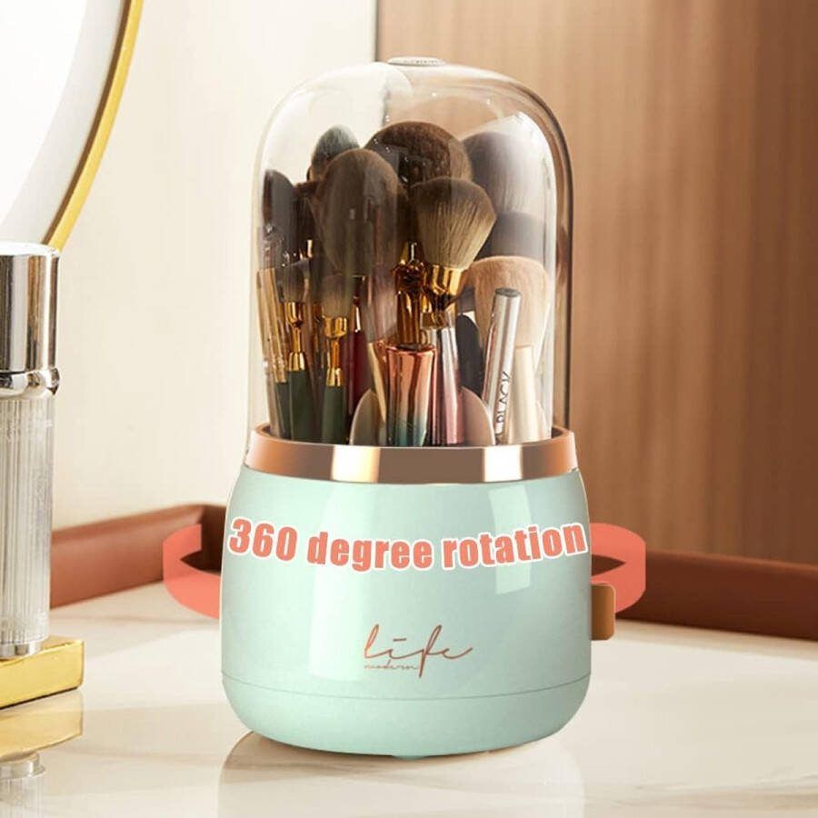 360° Draaibare Cosmetische Make-up Organiser met 6 Compartimenten en Acryl Deksel