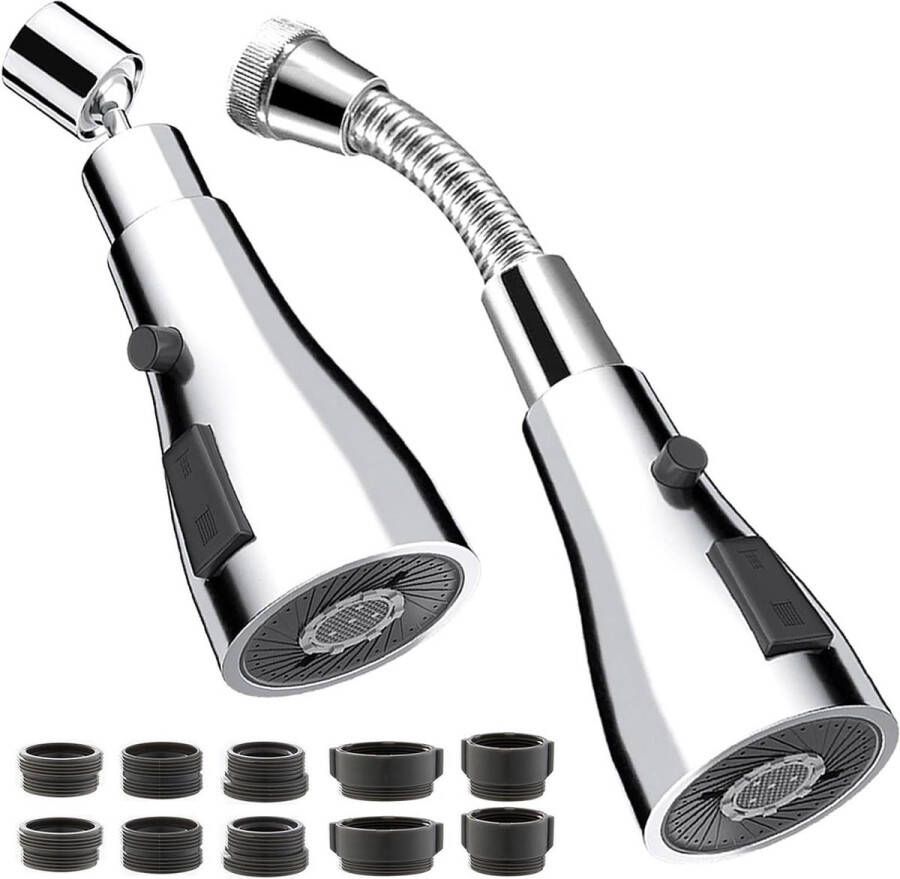 360° Draaibare Keukenkraan Sproeier Sprayer Kraan Extender Waterkraanbeluchter Antiplash M22 tot M20M22M24G1 2FM20 Slang Adapter
