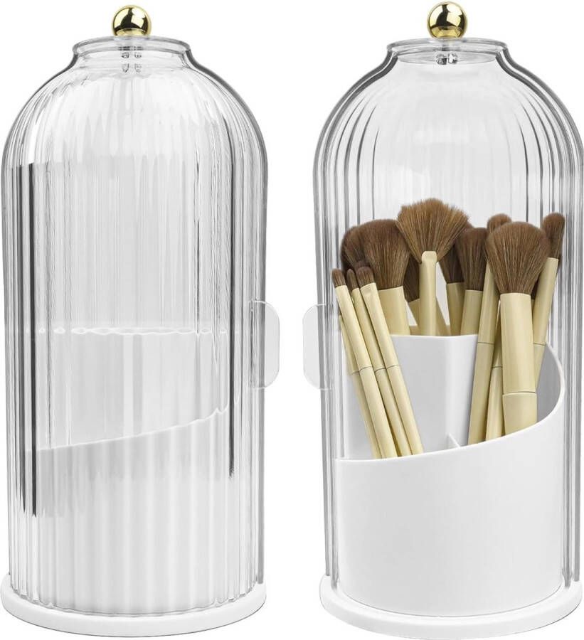 360° draaibare kwastenhouder met stofdicht deksel cosmetica-make-uporganizer make-upkwastenhouder roterende borstelhouder organizer make-up-kwasten etui make-up