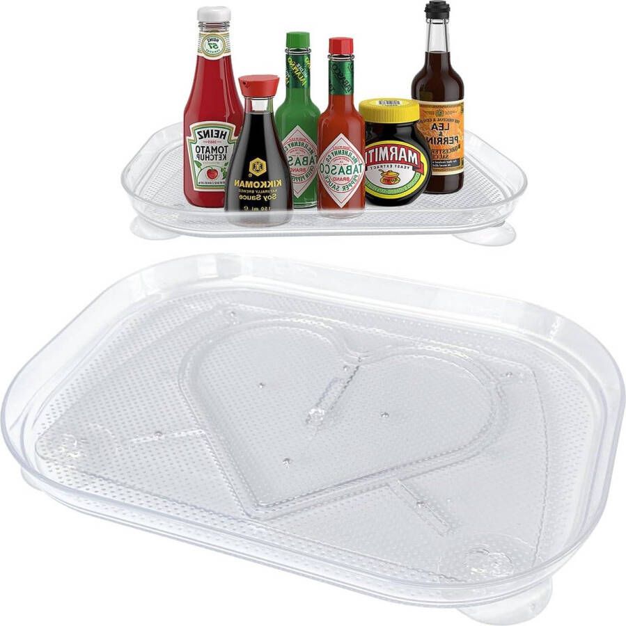 360° Draaibare Lazy Susan Draaitafel Organizer Doorzichtige Rechthoekige Koelkast Opbergrek Organisator voor Kast Tafel Bijkeuken Keuken