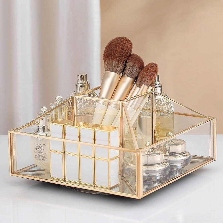 360° draaibare make-up-organizer glazen beauty-organizer make-up opslag voor dressers slaapkamer badkamer