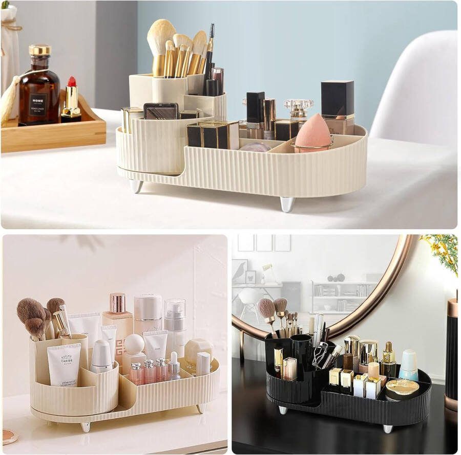 360° draaibare make-uporganizer make-up-tafel-organizer make-up-tafelbox voor commode badkamer slaapkamer (zwart)