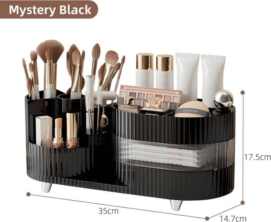 360° draaibare organizer make-upborstel organizer make-up organizer cosmetische plank cosmetische organizer voor kamerinrichting kaptafel slaapkamer badkamer elegant zwart