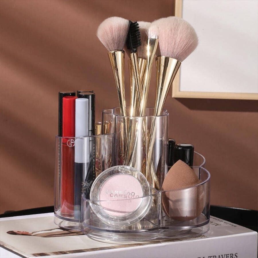 360 graden draaibare make-up organizer cosmetische opbergdoos dienblad met 6 vakken make-upkwast lipgloss organizer badkamerkast bureau-organizer