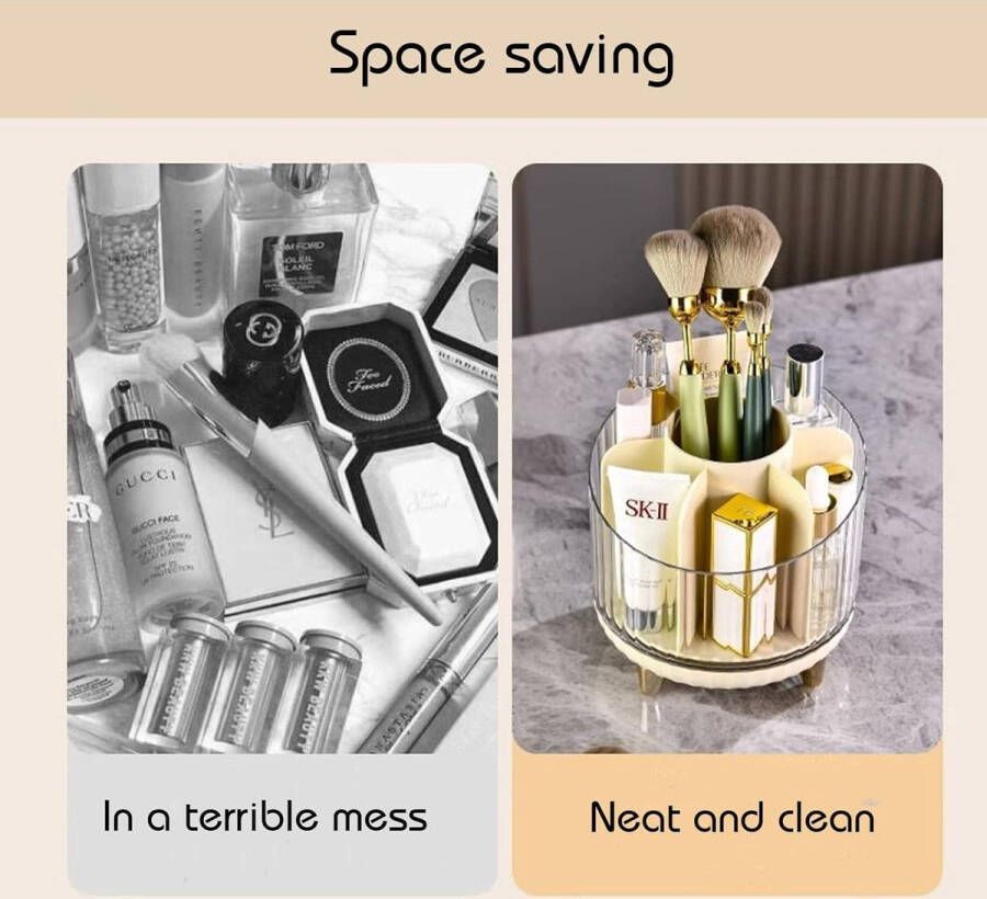 360 graden draaibare make-upborstelhouder make-up organizer voor kaptafel slaapkamer en badkamer opslag