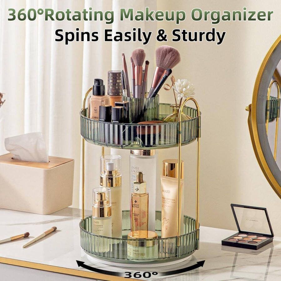 360 graden draaibare make-uporganizer voor parfums en make-up huidverzorging en toiletartikelen multifunctionele organizer rek voor commode slaapkamer en woonkamer