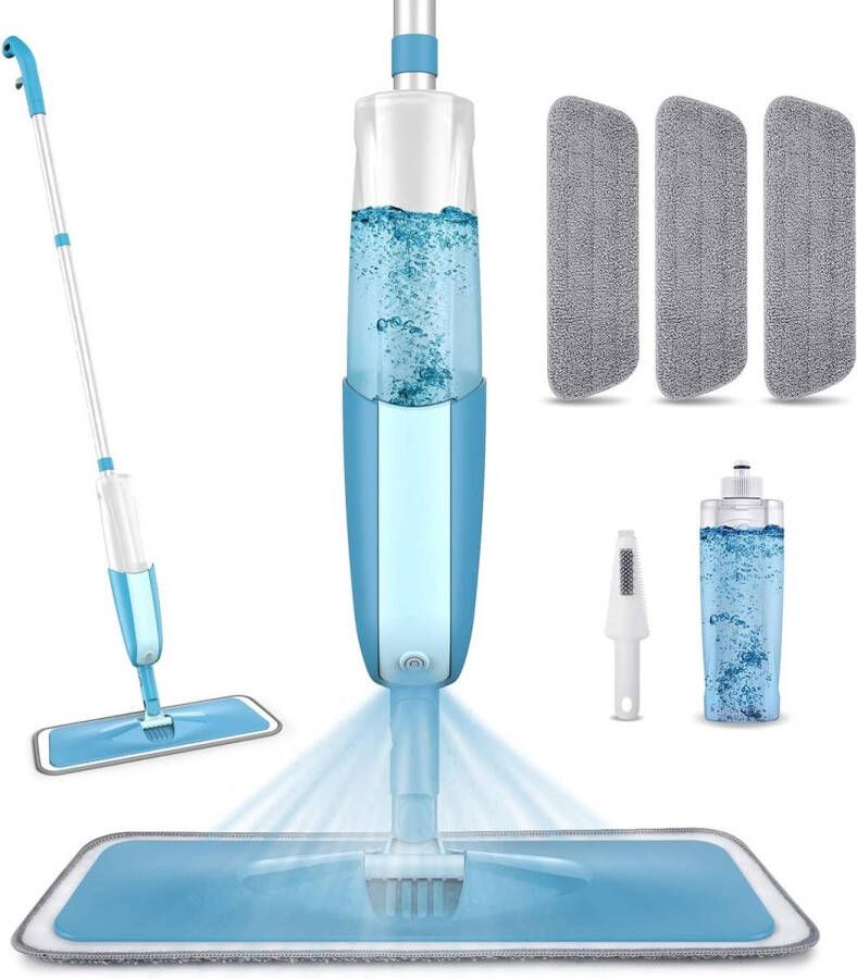 360 graden draaiende Microvezel Spray Mop met herbruikbare pads en 410 ml navulbare fles geschikt voor hardhout- marmer- tegels- laminaat- keramische vloeren Mop