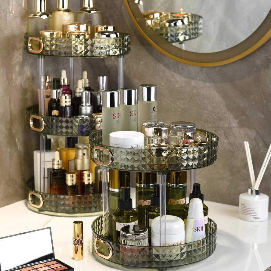 360 graden roterende make-up organizer draaiende cosmetica-organizer huidverzorgingsorganisator parfumorganisator kruidenorganizer make-up opslag voor dressoir slaapkamer badkamer