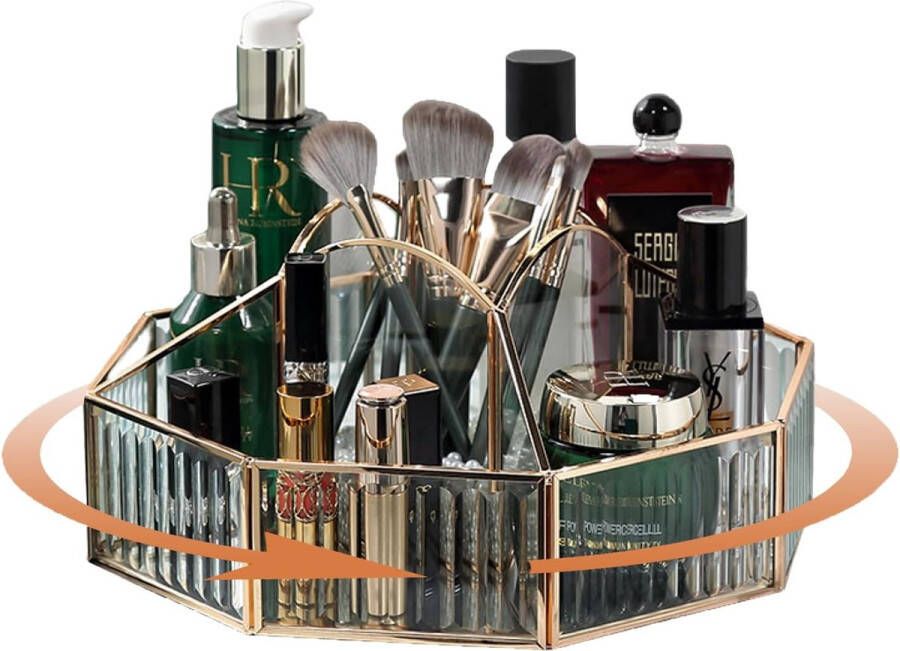 360° roterende make-up organizer glazen beauty organizer make-up opberger voor dressoir slaapkamer badkamer