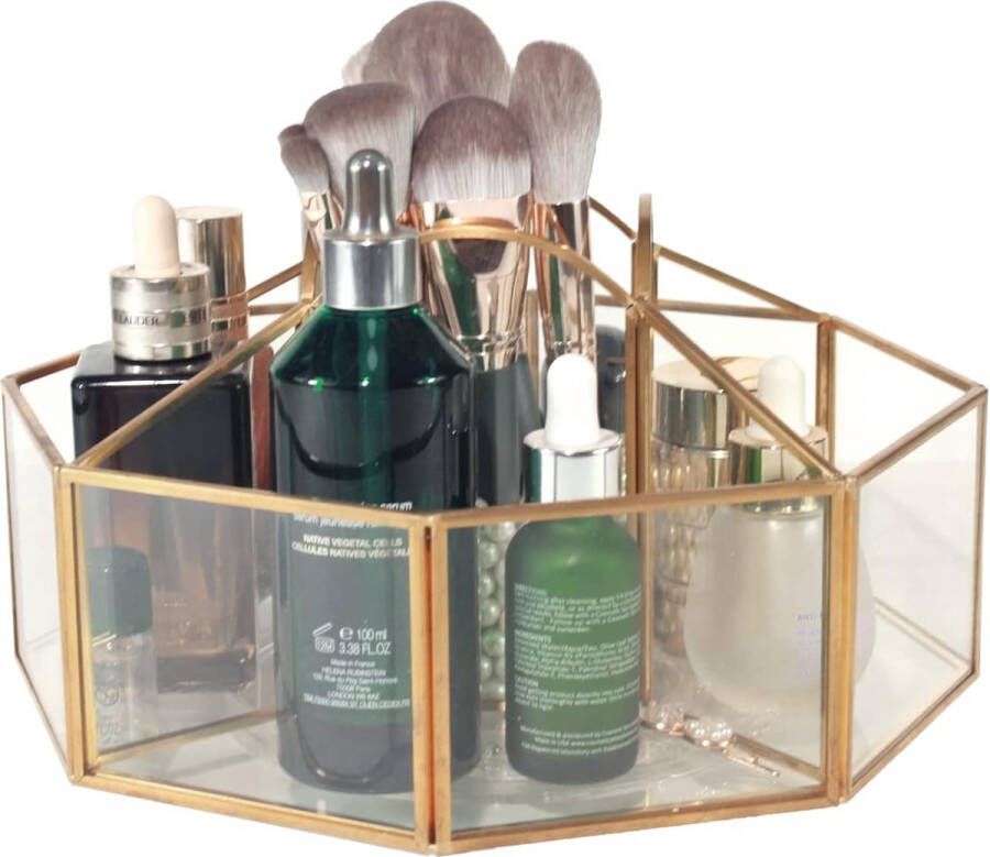 360° roterende make-up organizer glazen beauty organizer make-up opberger voor dressoir slaapkamer badkamer