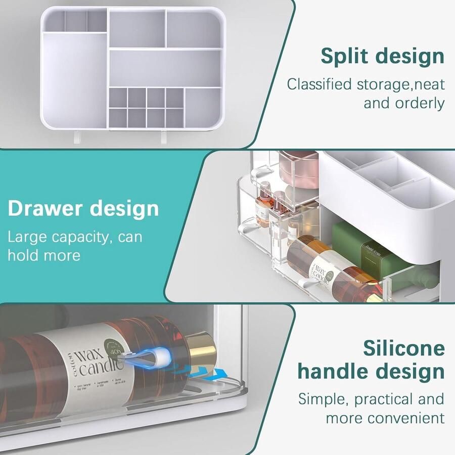 360 roterende make-up organizer met doorzichtige laden grote make-up opslagorganisator voor badkamer aanrecht slaapkamer bureau organizer met cosmetica opslag