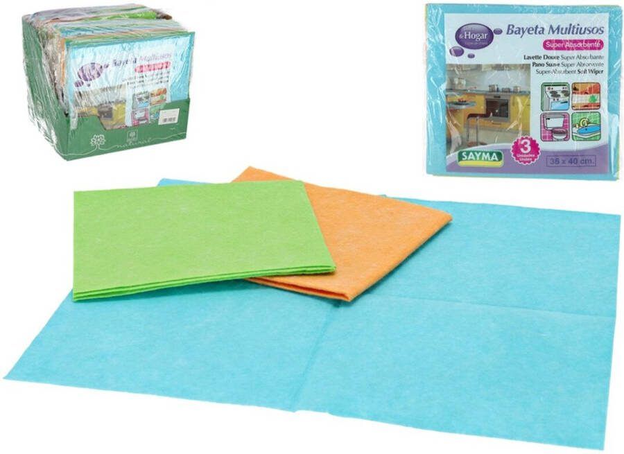 36x Kleurige Reinigingsdoeken Sopdoek Sopdoeken schoonmaakdoek viscose 36 x 40 cm