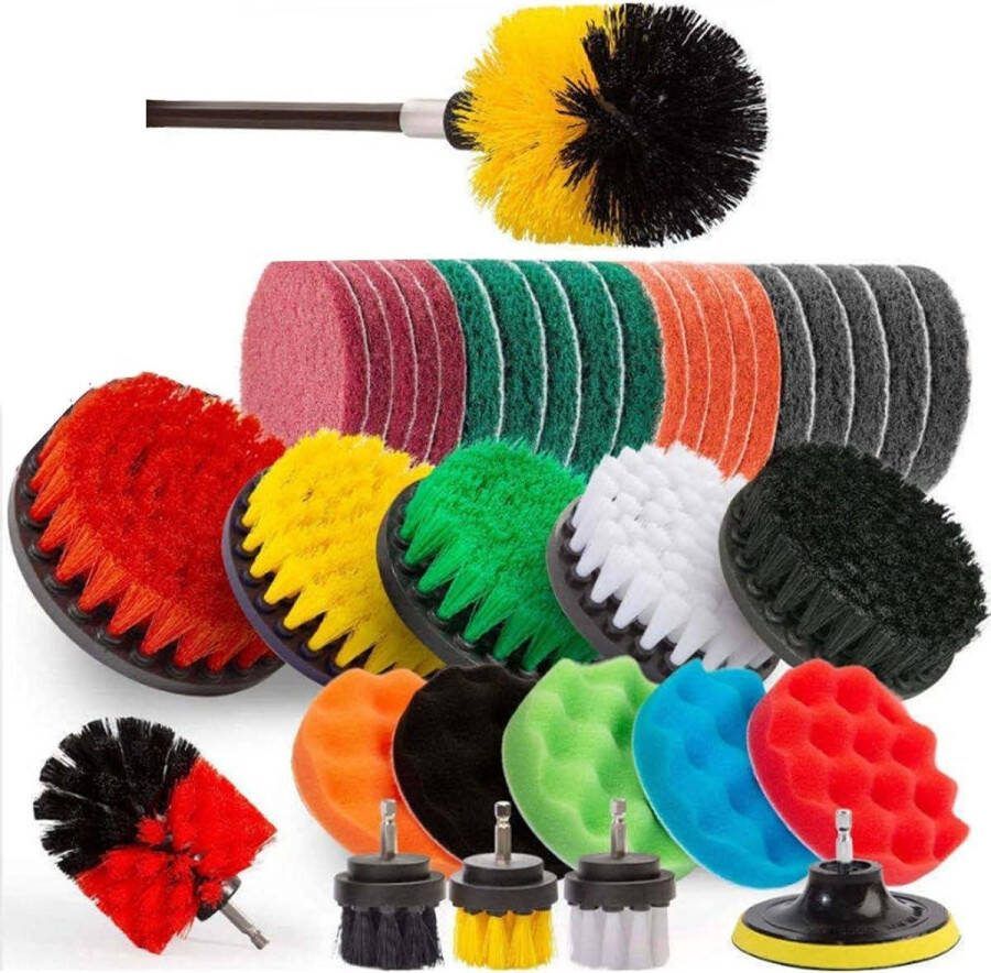 37-delig borstelopzetstuk boormachine kit power scrubber voor tegelverzegelingen badkuip wastafel vloer wielen tegels tapijtreiniging badkamer keuken waterproof