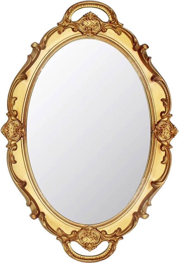 37 x 25 5 cm ovale antieke decoratieve wandspiegel vintage hangende spiegel (goud)