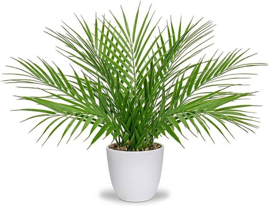 38 cm kunstplant in pot kunstpalm decoratie moderne kunstpalm kunstplanten kunststof plantendecoratie voor woonkamer balkon slaapkamer badkamer tafeldecoratie wit