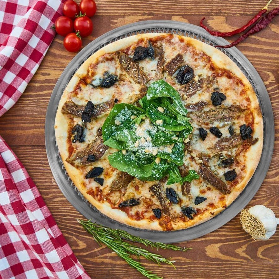 38 cm Ronde Pizza Pan met Antiaanbaklaag voor Oven Aluminiumlegering Bakplaat Rooster Bakken Tool voor Thuis Restaurant Keuken