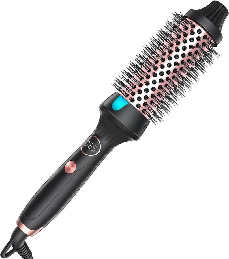 38 mm thermische borstel warme luchtborstel voor volume haarstyling krultang haarkam ronde borstel met lcd-display reizen cadeaus voor vrouwen zwart