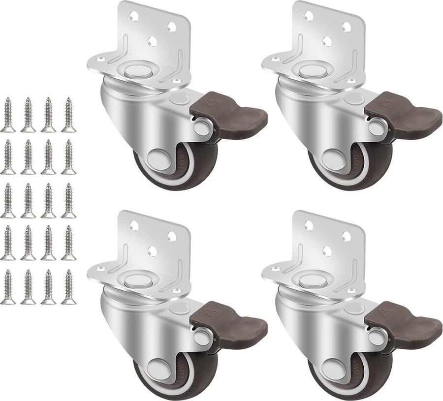 38mm 4 stuks TPE zwenkwielen met rem meubelwielen voor wiegen en meubels