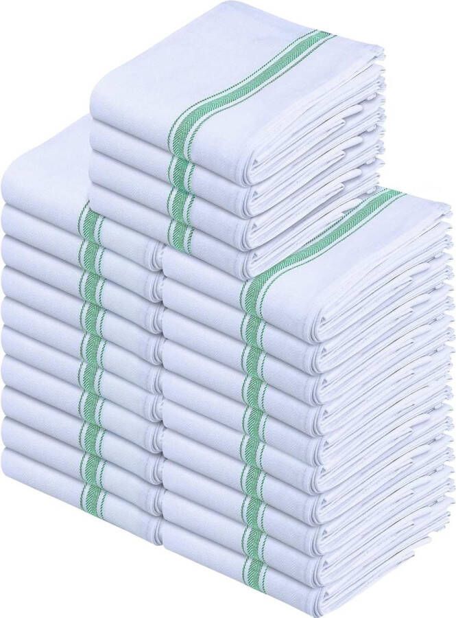 38x64cm Ringgesponnen katoen Vaatdoeken Super Absorberend Linnen Keukendoeken Herbruikbare Schoonmaak Bar Theedoeken Set (24 Pak Groen)