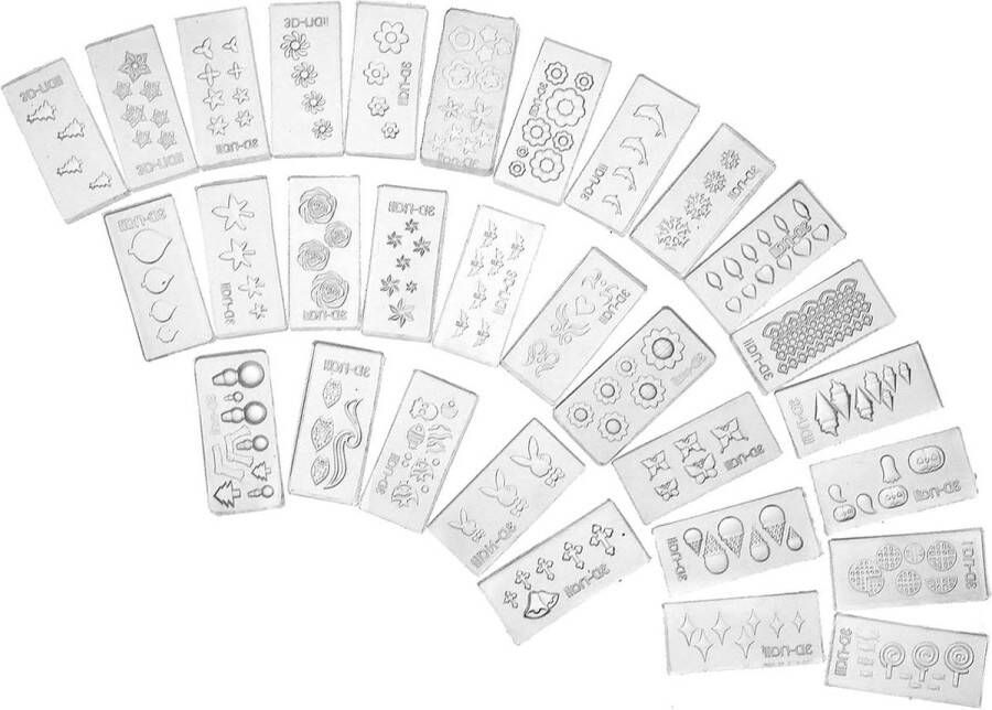 3D Acrylic Nail Art Molds Silicone Carved Mold for DIY Nail Decoration 30 Patterns Kit