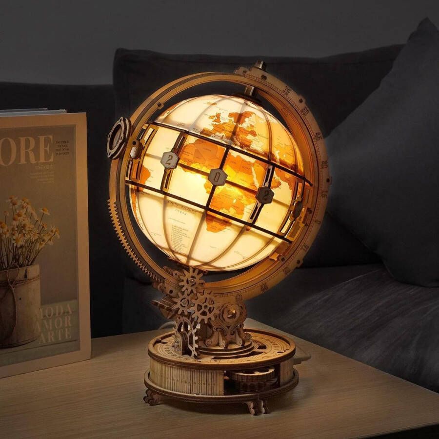 3D Houten Puzzel Lichtgevende Globe-bouwset voor volwassenen Houten modelbouw Bouwknutselsets Beste festivalcadeaus