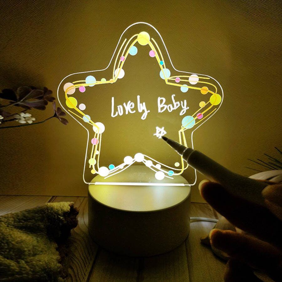 3D Lamp Ster met UV-Printen met Notitie Plaats met 7 Kleur Pen Lampen Warm Wit Licht LED-verlichting Kamerlamp Nachtverlichting