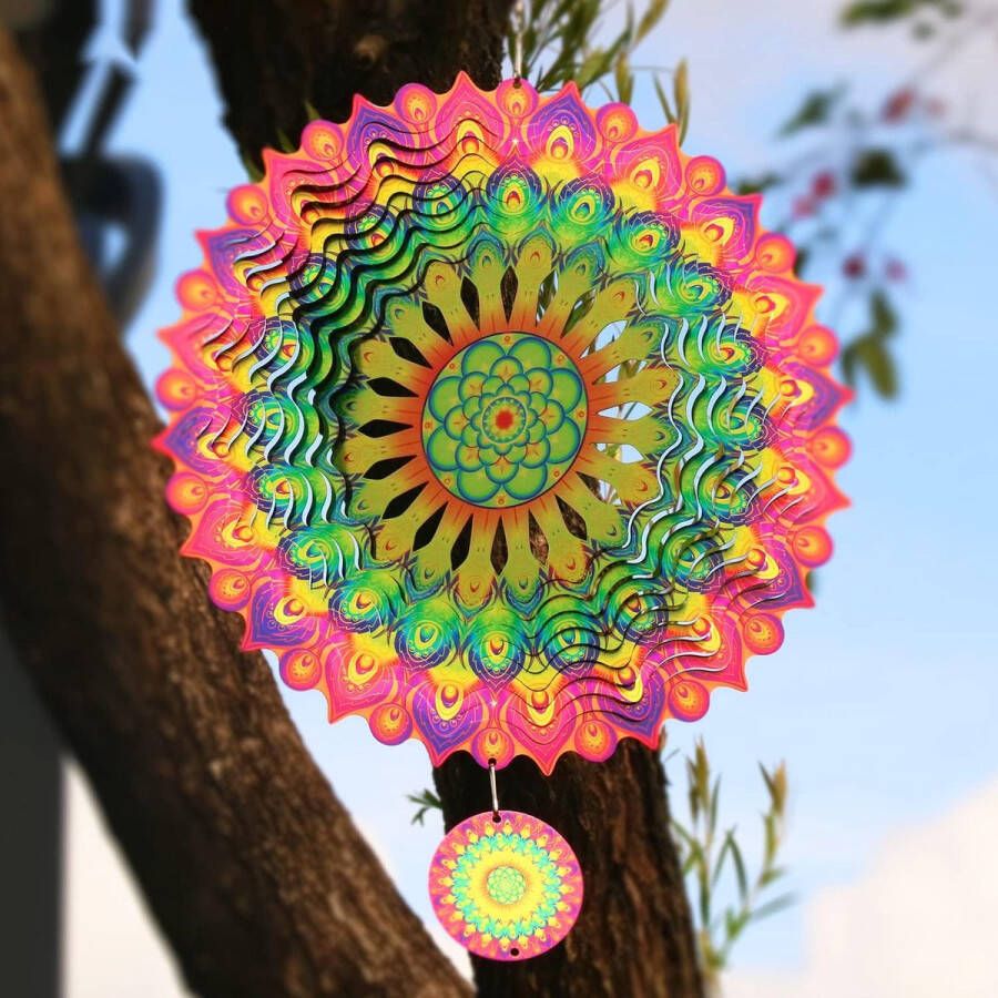 3D Mandala windspinners 30 5 cm decoraties sculpturen kinetische hangende wervelingen roestvrij staal lasergesneden metalen mandala's kunst Starburst opknoping decor binnen buiten decor