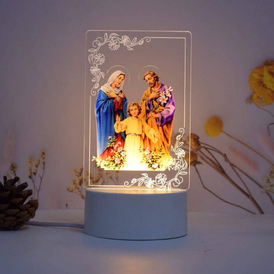 3D Kerst Nachtlampje Josef Maria Jezus 7 kleuren Religie Tafellamp