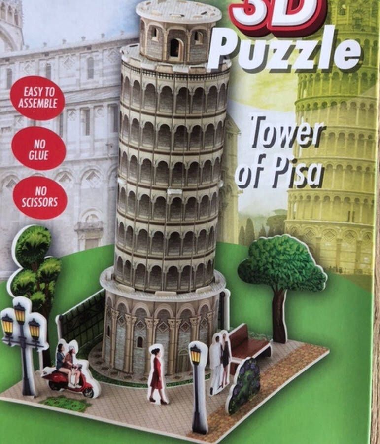 Grafix 3D Puzzel Toren van Pisa Makkelijk in elkaar te zetten Zonder lijm Zonder schaar