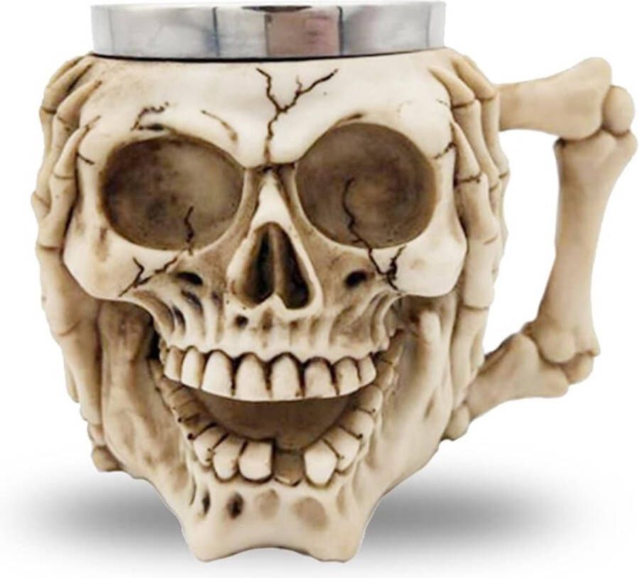 3D roestvrij stalen doodskop mok gothic doodskop-koffiemok middeleeuwse schedel drankware-beker voor bier rum koffie dranken Vaderdagcadeau (cover eyes)